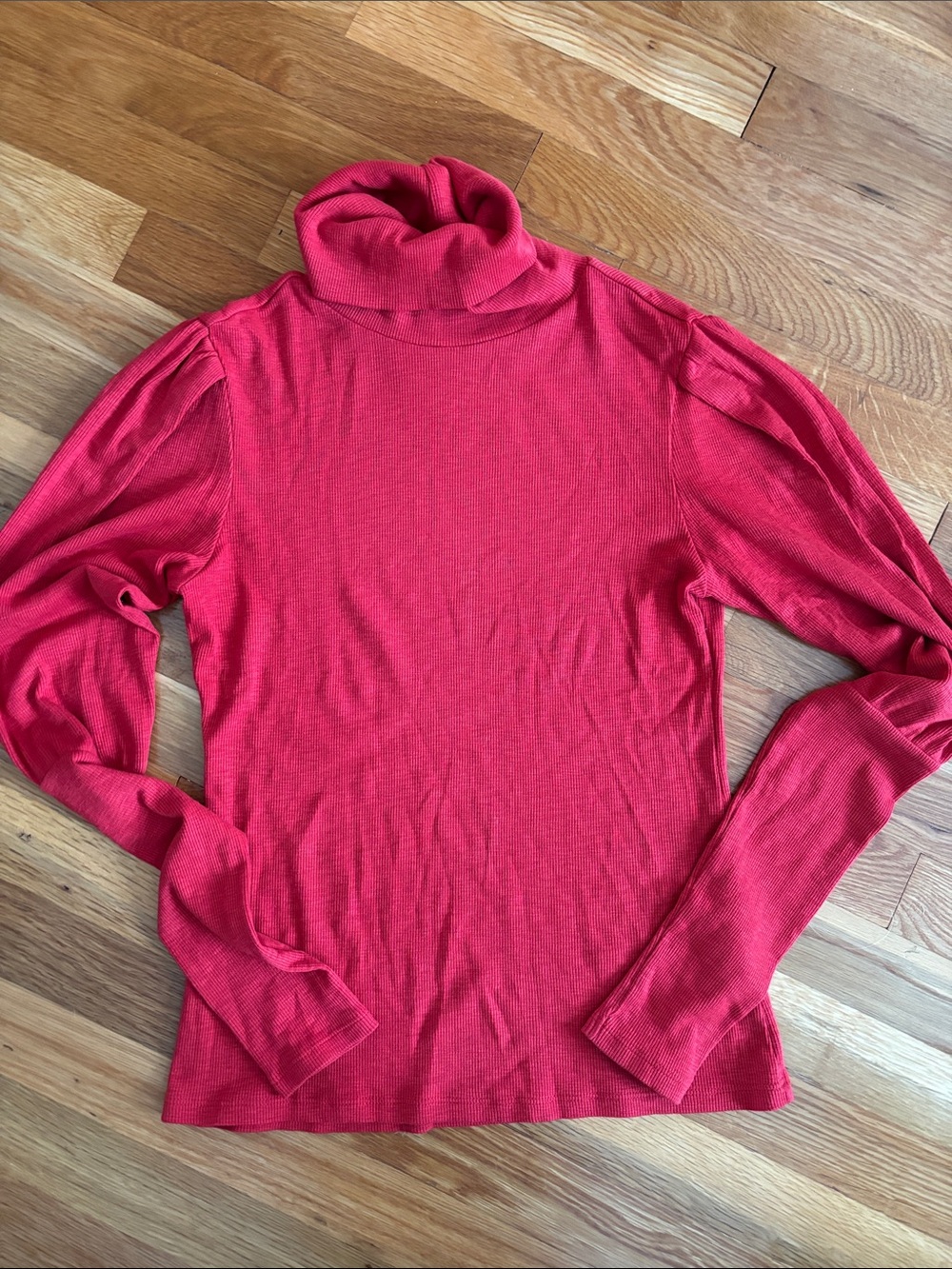 Peruvian Connection Coral Red Turtleneck Top